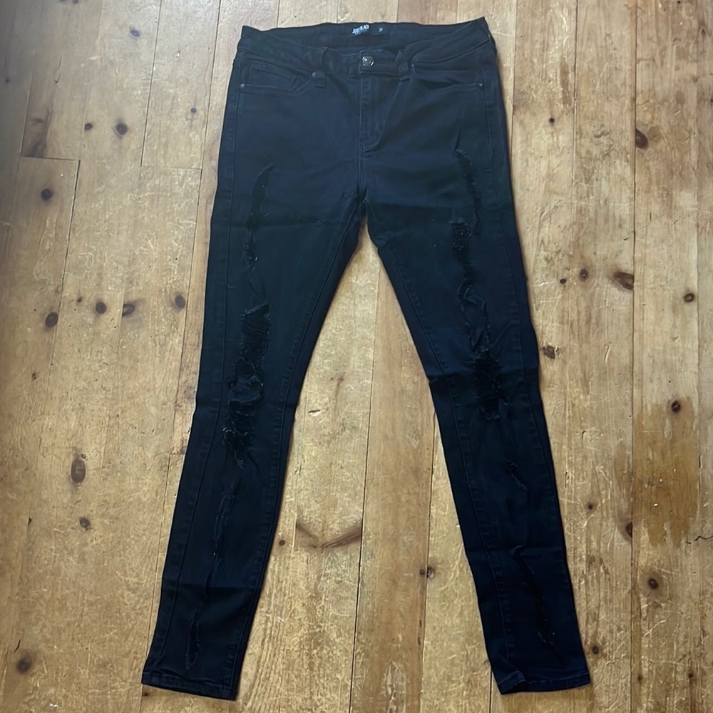 Just Black Distressed High Rise Skinny Jean